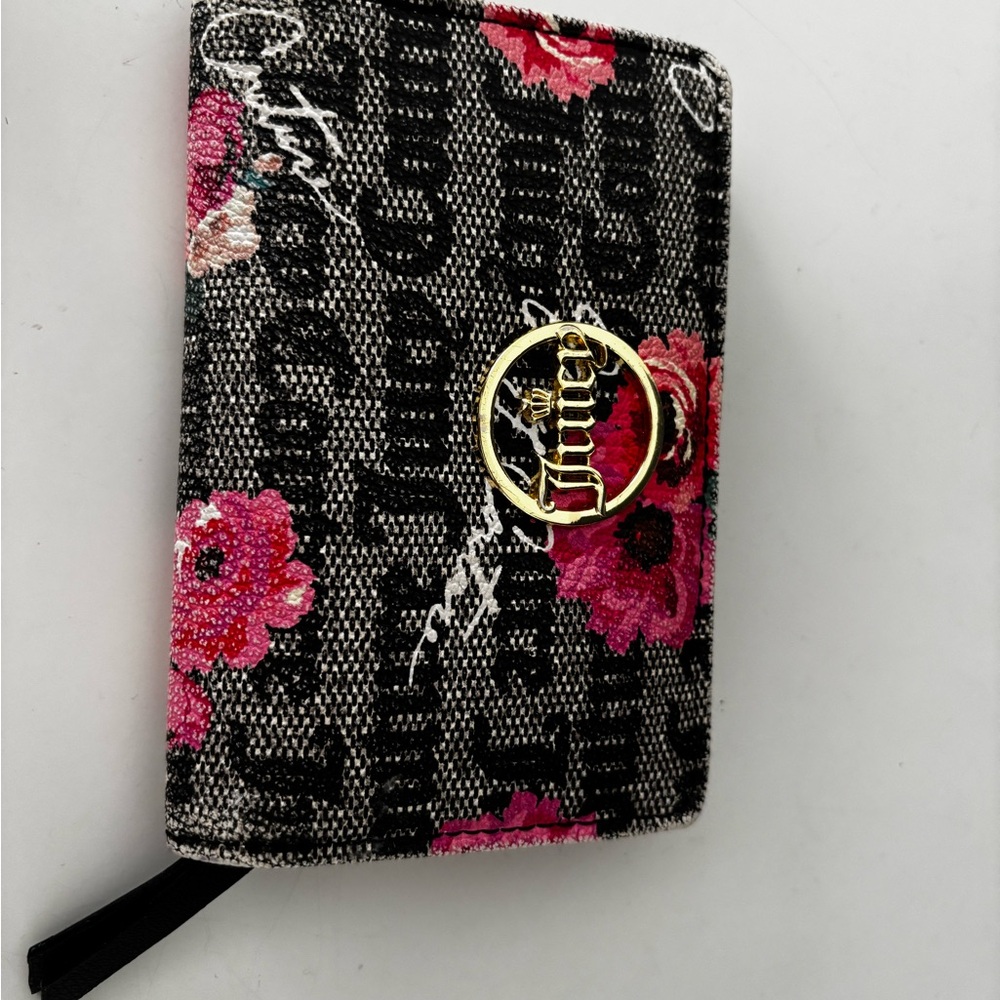 Juicy Couture Black and Pink Floral Wallet